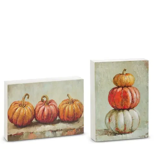 10″ Pumpkin Trio Block Art