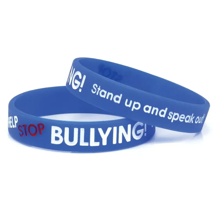 100 Pack – Anti-Bullying ½” Blue Silicone Wristband