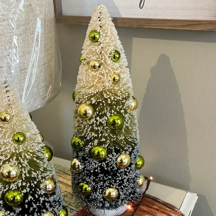 12″ Ivory Green Bottle Brush Tree