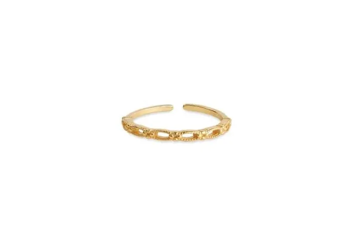 14K Gold Plated Sterling Silver Link Stacking Promise Ring – Modern Stackable Jewellery