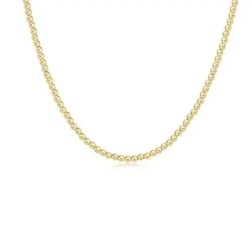 15″ Choker Classic 3mm Gold Bead Necklace- enewton