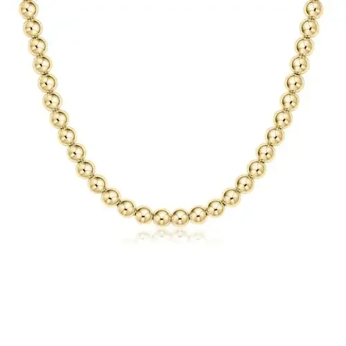 15″ Choker Classic 6mm Gold Bead Necklace- enewton