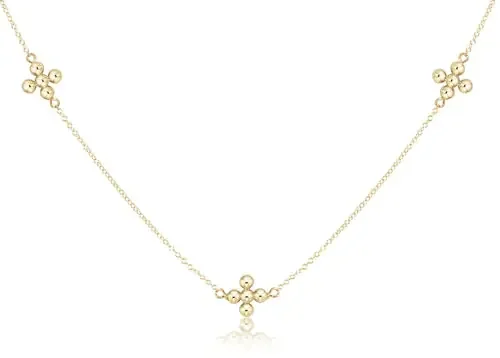 15″ Choker Simplicity Chain Gold – Classic Beaded Signature Cross Gold