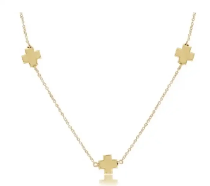 15″ Choker Simplicity Chain Gold Signature Cross enewton
