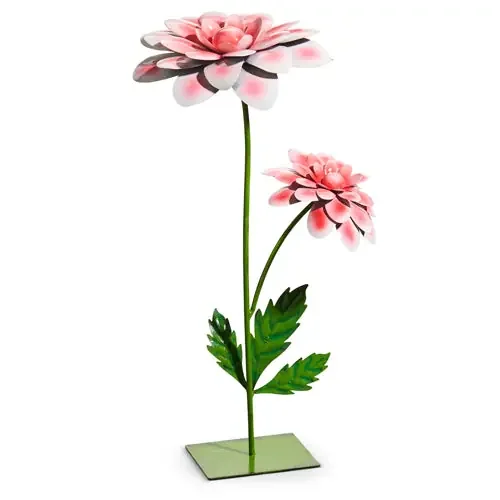15″ Pink Dahlia Metal Decor