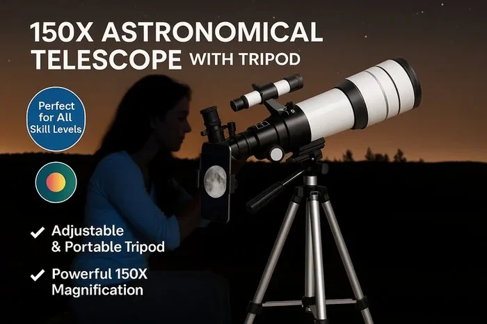 150X Ultra-View Astronomical Telescope with Dynamic Tripod
