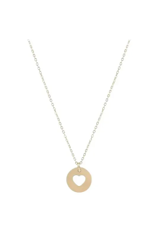 16″ Necklace Gold – Love Gold Disk