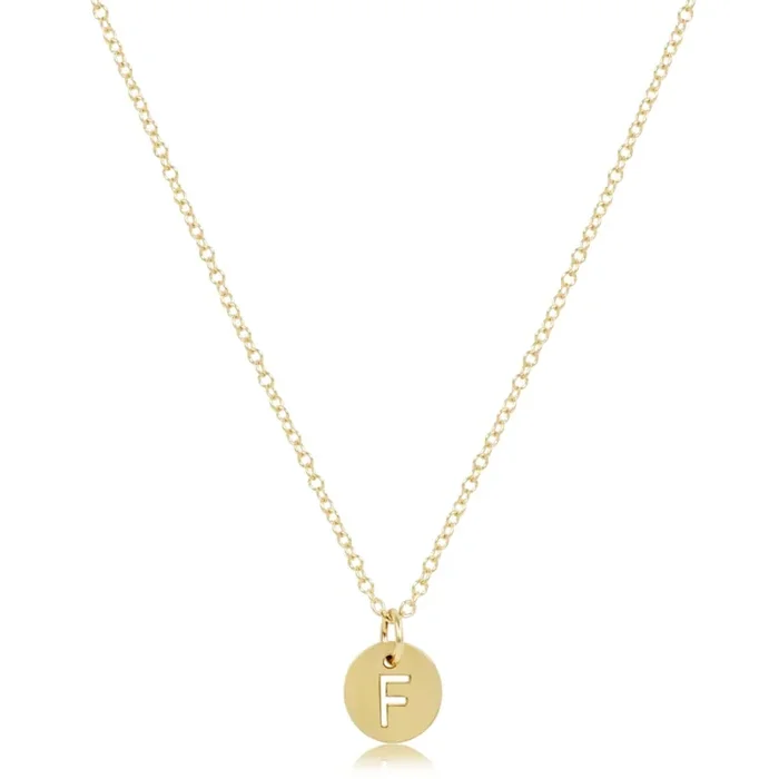 16″ Necklace Gold – Respect Small Gold Disc – F – enewton