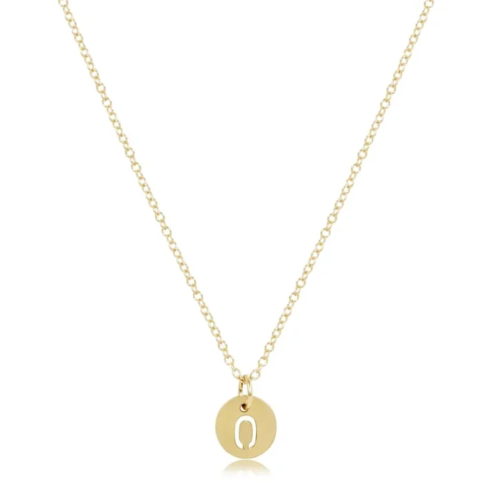 16″ Necklace Gold – Respect Small Gold Disc – O – enewton