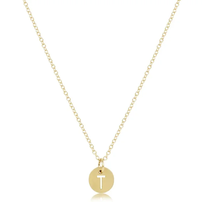 16″ Necklace Gold – Respect Small Gold Disc – T – enewton