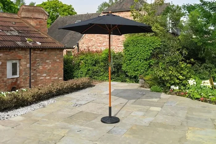 2.4m Stylish Black Wooden Garden Parasol