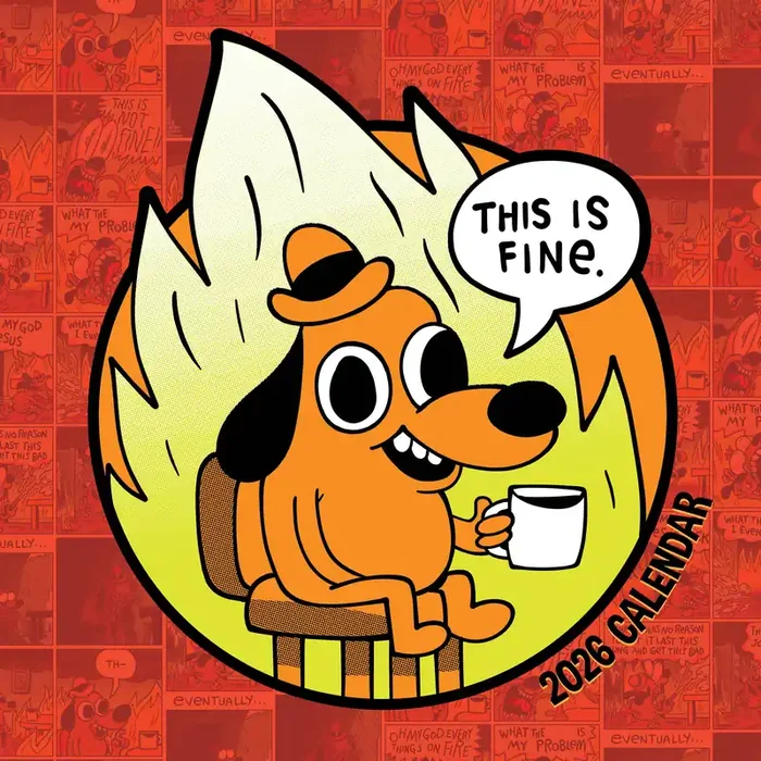 2026 THIS IS FINE Wall Calendar Funny Dog Calendar Poster 12″ x 12″