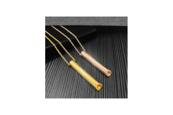 2pcs Titanium Steel Anxiety Relief Breathing Necklace for Women – Minimalist Stress Pendant, Hypoallergenic, Washable