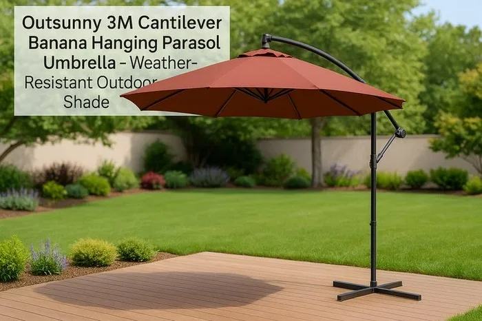 3M Cantilever Banana Hanging Parasol Umbrella – Available in Four Stunning Colours