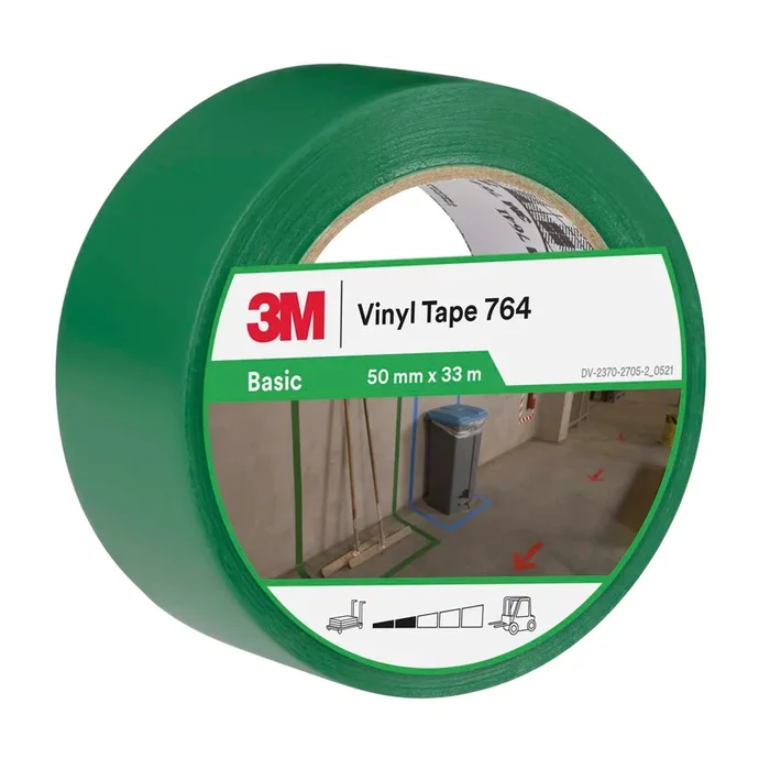 3M™ General Purpose Vinyl Tape 764, Green, 50 mm x 33 m, 12 Roll/Case, Individually Wrapped Conveniently Packaged