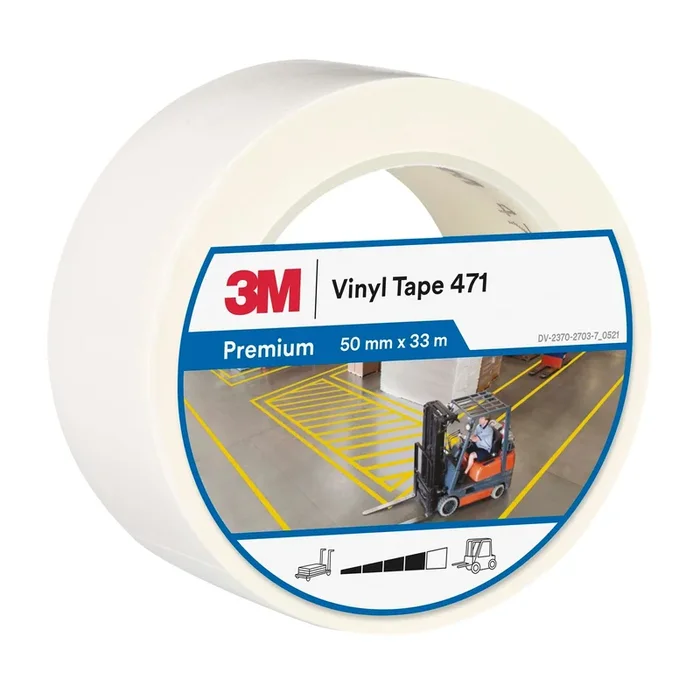 3M™ Vinyl Tape 471, White, 50 mm x 33 m, 12 Roll/Case, Individually Wrapped Conveniently Packaged