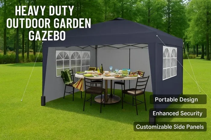3x3m Heavy Duty Garden Gazebo with Weight Bags & Carry Bag