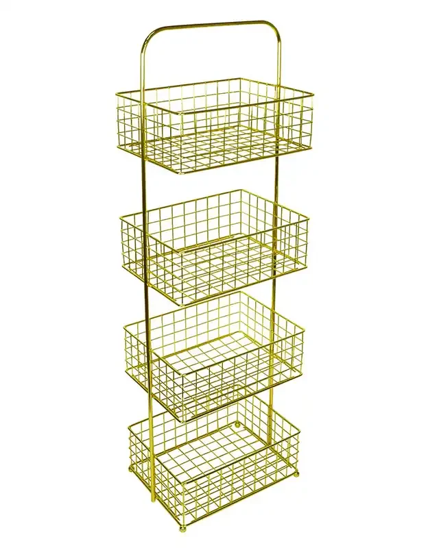 4-Tiers Gold Colored Wire Storage Caddy