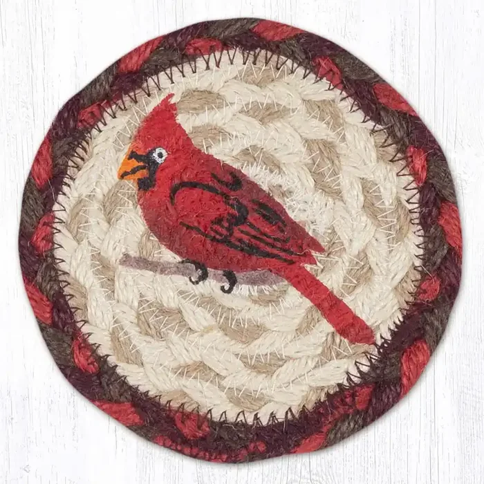 5″ Jute Cardinal Coaster