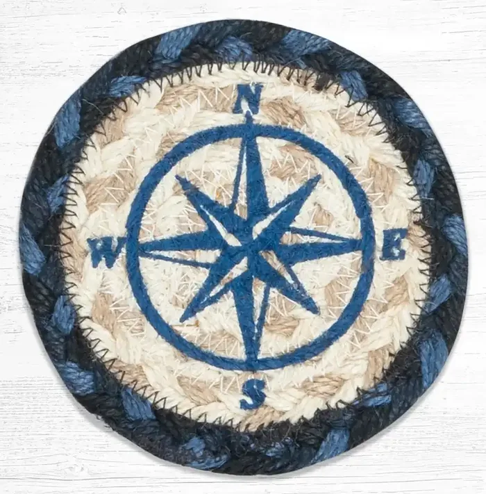 5″ Jute Coaster Compass Rose