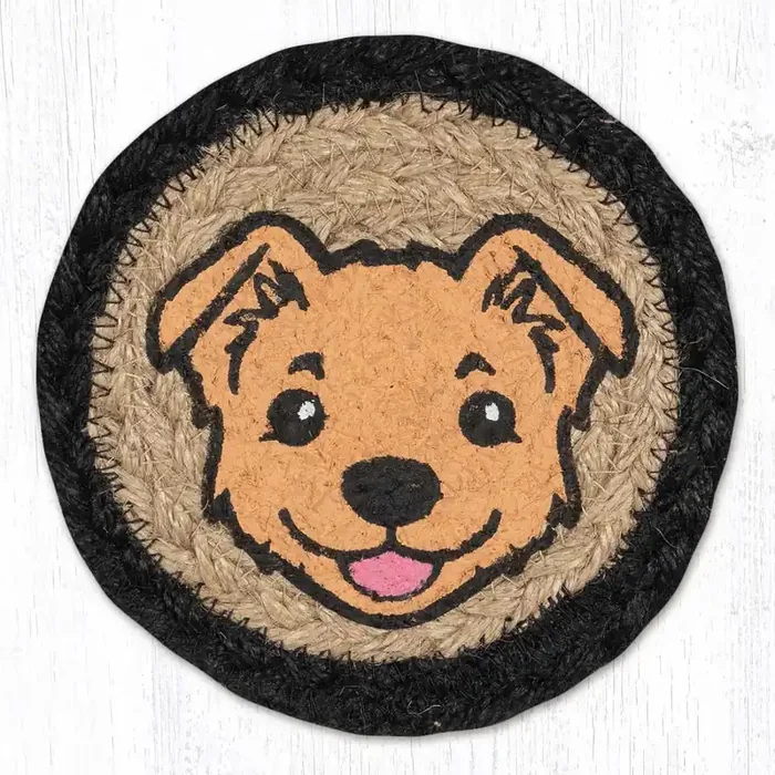 5″ Jute Coaster Puppy Face