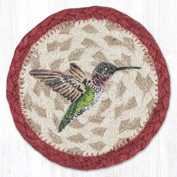 5″ Jute Hummingbird Coaster