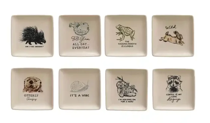 5″ Square Animal Saying Dish