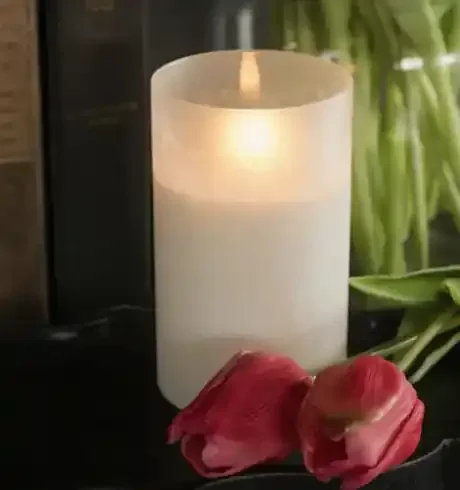 5″ White Frosted Glass 3D Flame Candle