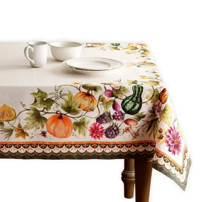 54″ Square Table Cloth – Pumpkin Garden Cloudy Cream