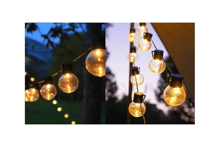 5M Solar LED String Lights – 20 Bulbs, IP44 Waterproof Retro Outdoor Lighting