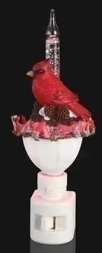 6″ Cardinal with Holly Bubble Night Light
