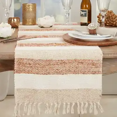 72″ Striped Woven Natural Runner