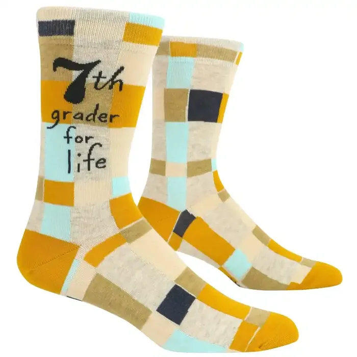 7th Grader For Life Men‘s Crew Socks BlueQ at GetBullish
