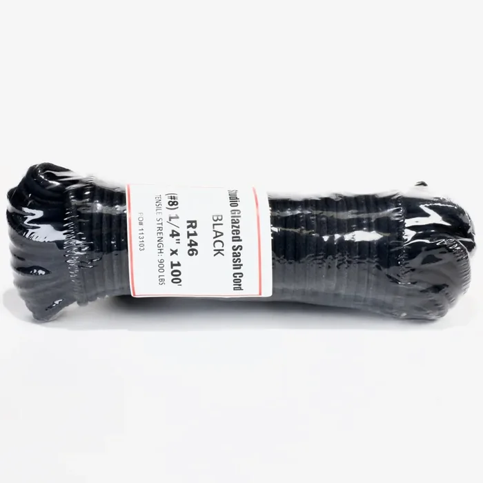 8 Black Sash Cord, 1/4″ x 100‘