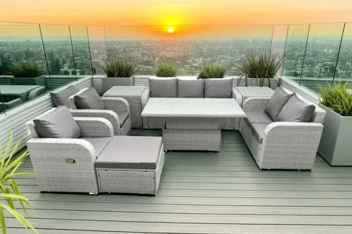 8-Seater Rattan Garden Recliner Set – Weather-Resistant, Adjustable Chairs