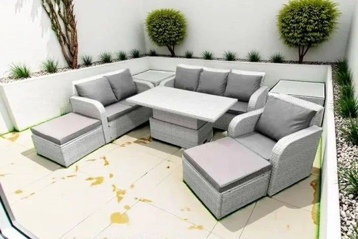 8-Seater Rattan Recliner Garden Set – Weather-Resistant, Adjustable, Modern