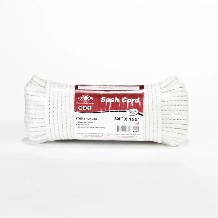 8 White Sash Cord, 1/4″ x 100‘