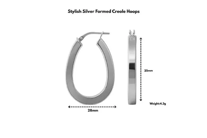 925 Sterling Silver Hypoallergenic Creole Hoop Earrings – Modern Classic Hoops for Sensitive Ears