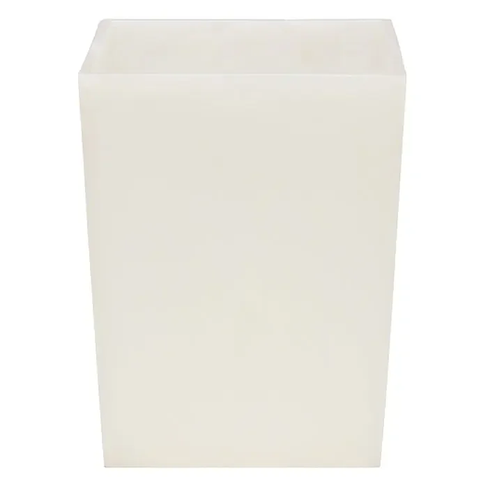 Abiko Translucent Cast Resin Square Waste Basket (Pearl White)