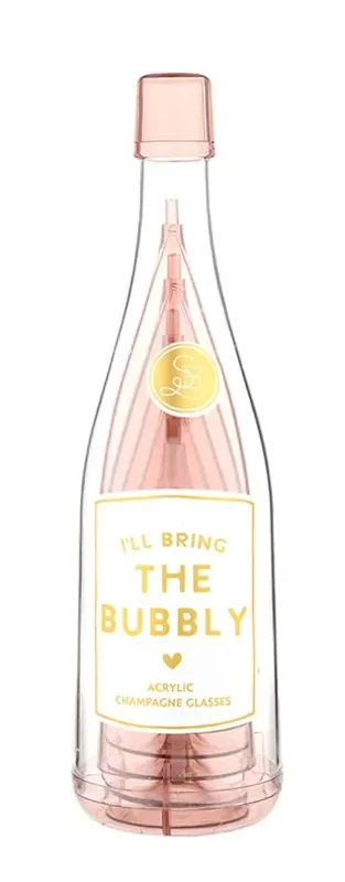 Acrylic Champagne Bottle + Glasses