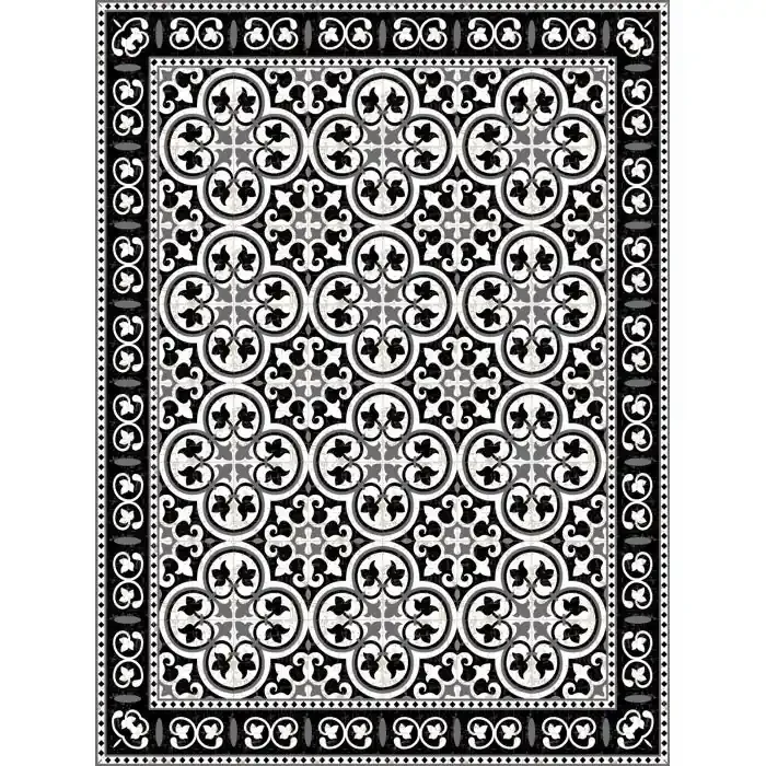 Adama Black & White Vinyl Rug/Mat (Pinta_B)