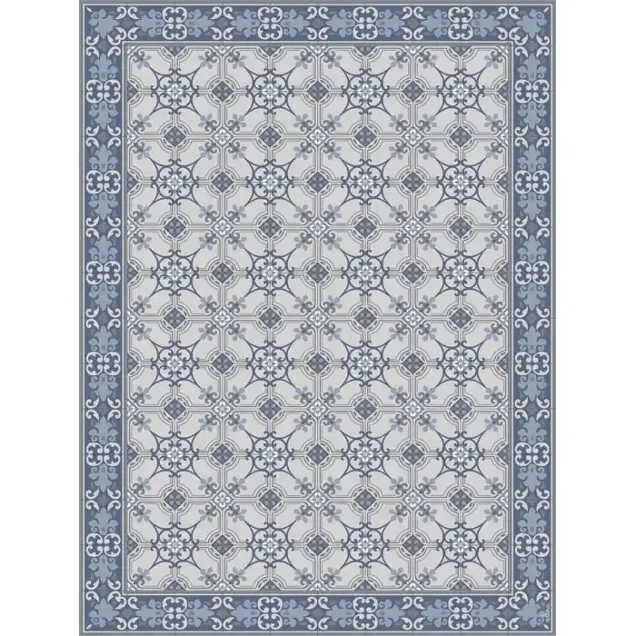 Adama Blue & White Vinyl Rug/Mat (Laia_A)