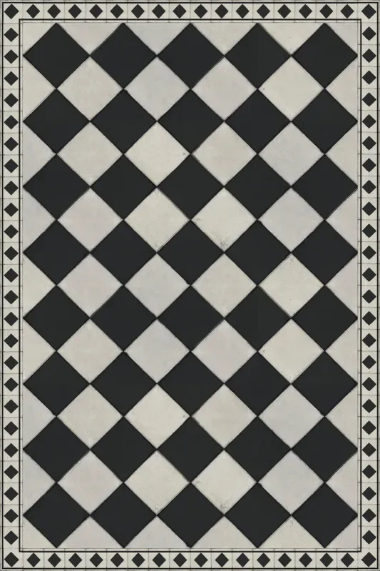 Adama Vinyl Floor Rug (Domino 1_Black)
