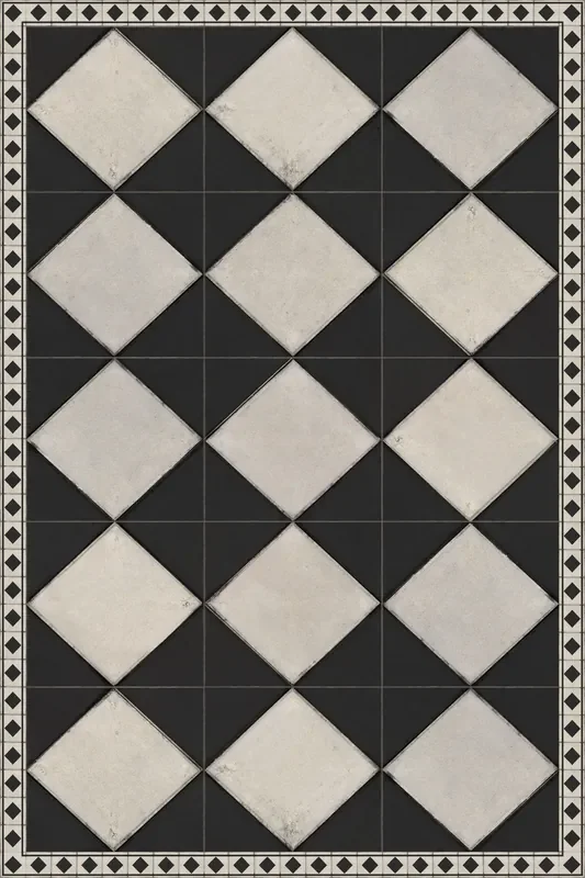 Adama Vinyl Floor Rug (Domino Black-1)