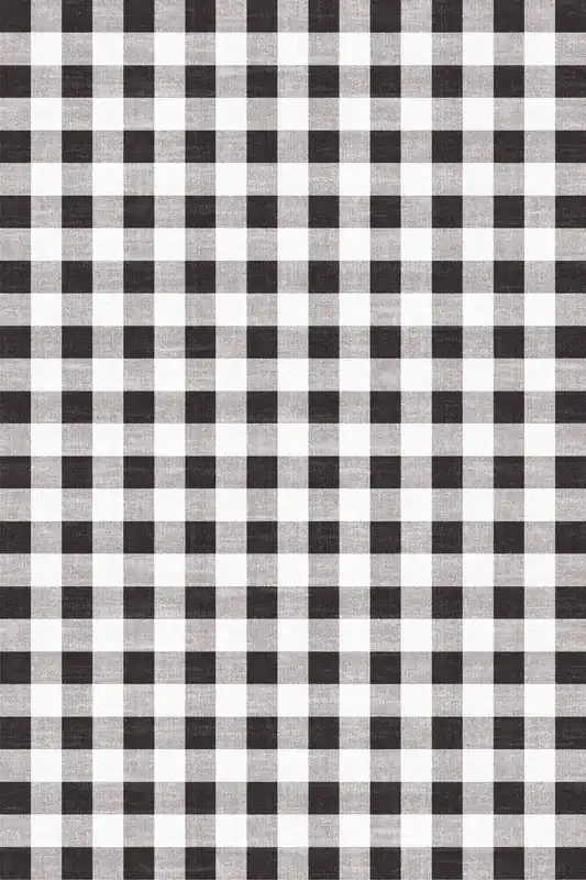 Adama Vinyl Floor Rug (Gingham Check Black)