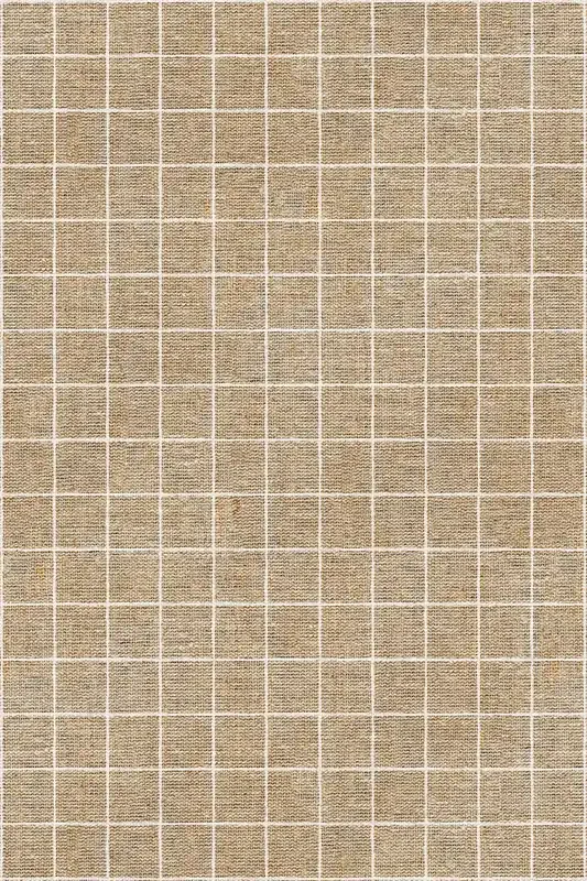 Adama Vinyl Floor Rug (Grid_Natural)