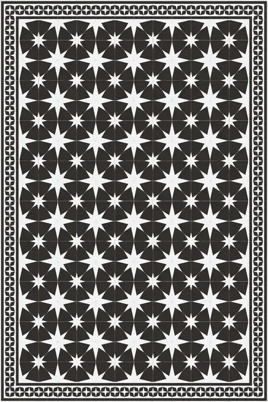 Adama Vinyl Floor Rug (Stella Aged Black Border)
