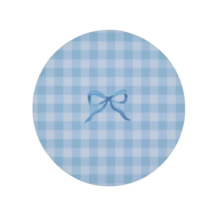 Addison Ross Blue Gingham Lacquer Coasters Set of 4