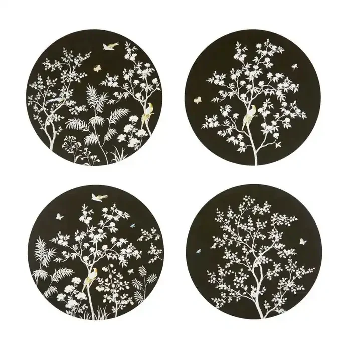 Addison Ross Chinoiserie Black Placemats Set of 4 15″