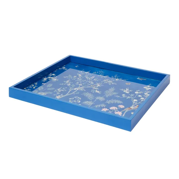 Addison Ross Chinoiserie Blue Lacquer Tray (16×14)